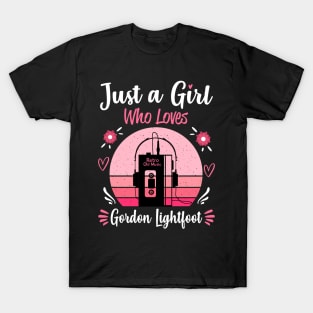 Just A Girl Who Loves Gordon Lightfoot Retro Vintage T-Shirt